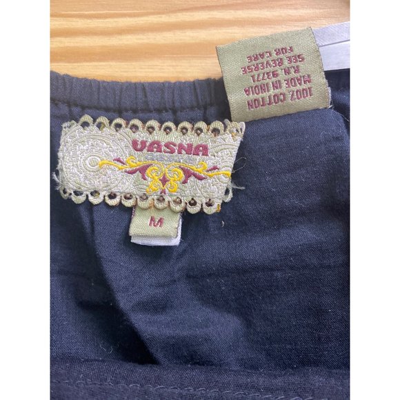 Vasna Women's Halter Cotton Midi Dress Black Boho Gold Coins Embellishments - Picture 10 of 15